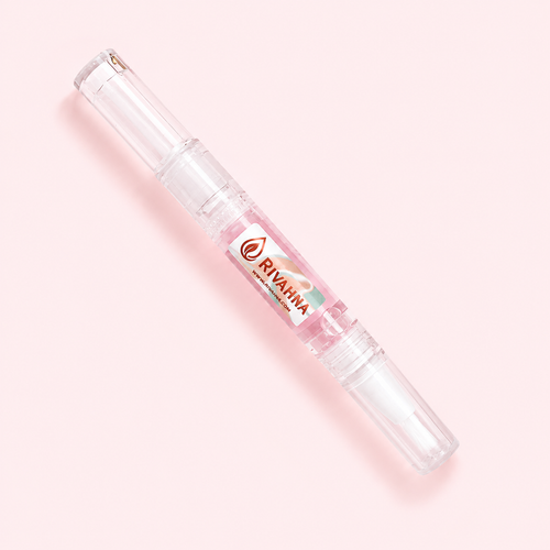 Rivahna cuticle oil pen on a soft light pink background for daily nail and cuticle hydration